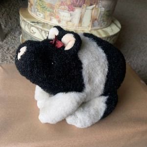 Rare Boyds Black & White Pig Jointed Bean Plush Porker P. Piggytoes Genuine Boyd